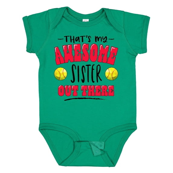 Inktastic That's My Awesome Sister out There with Softballs Boys or Girls Baby Bodysuit
