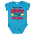 thumbnail image 1 of Inktastic That's My Awesome Sister out There with Softballs Boys or Girls Baby Bodysuit, 1 of 5