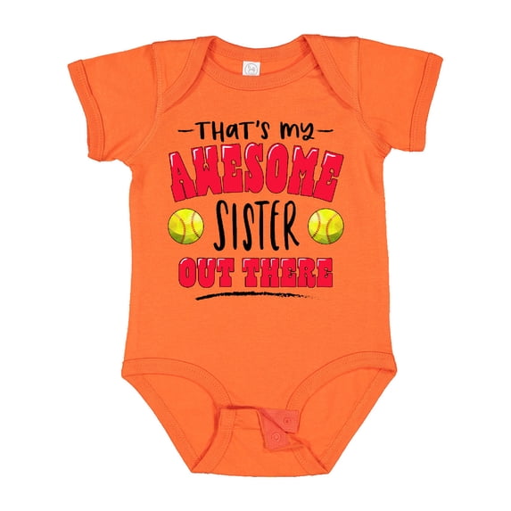 Inktastic That's My Awesome Sister out There with Softballs Boys or Girls Baby Bodysuit