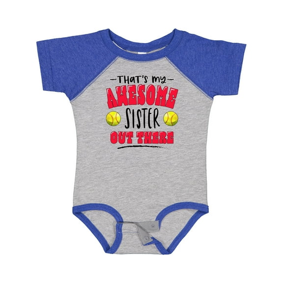 Inktastic That's My Awesome Sister out There with Softballs Boys or Girls Baby Bodysuit