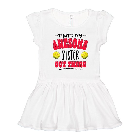 Inktastic That's My Awesome Sister out There with Softballs Girls Toddler Dress