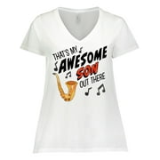 Inktastic That's My Awesome Son Out There with Saxophone Women's Plus Size V-Neck T-Shirt