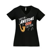 Inktastic That's My Awesome Son Out There with Saxophone Women's Plus Size V-Neck T-Shirt