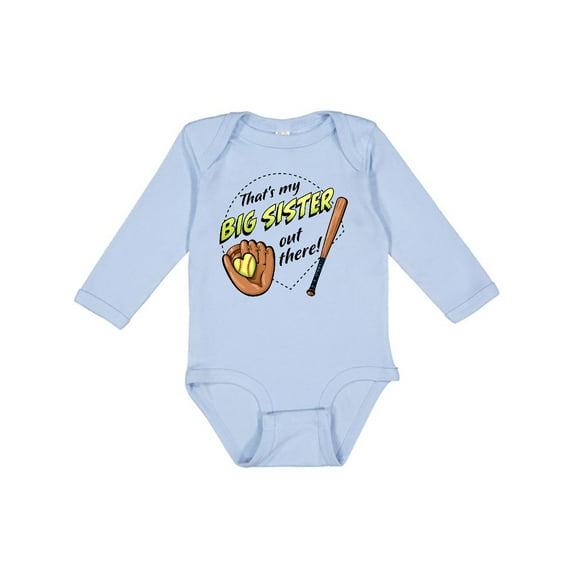 Inktastic That's My Big Sister out There Softball Boys or Girls Long Sleeve Baby Bodysuit