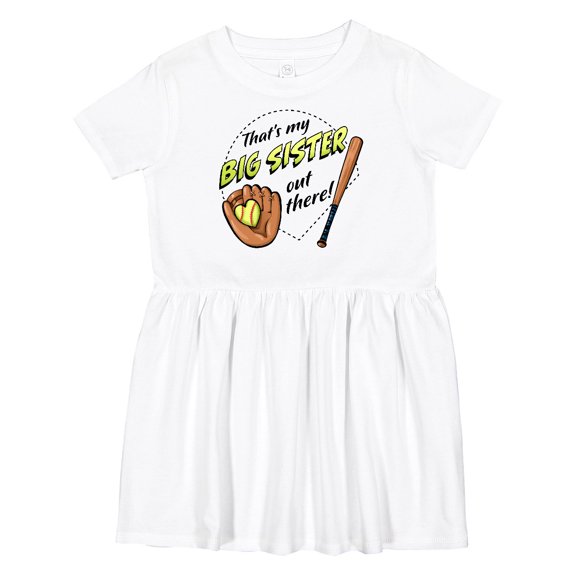 Inktastic That's My Big Sister out There Softball Girls Toddler Dress