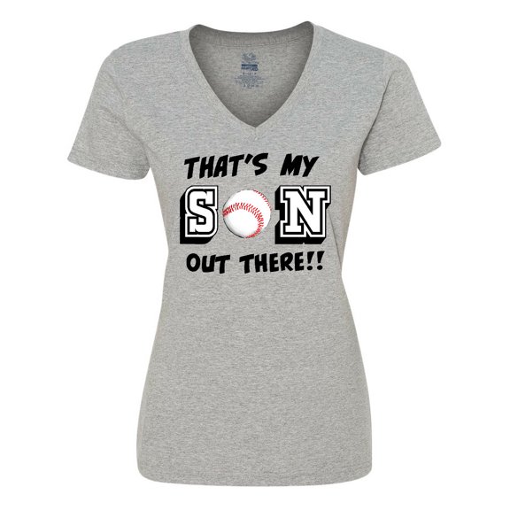 Inktastic That's My Son out There with Baseball Women's V-Neck T-Shirt
