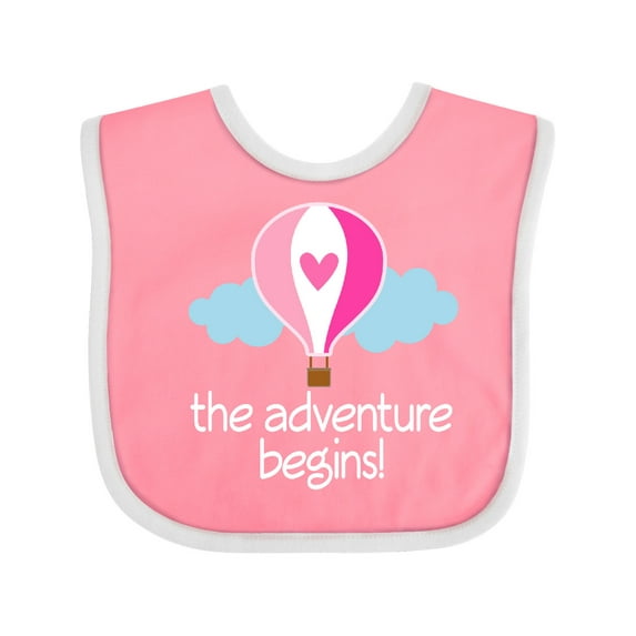 Inktastic The Adventure Begins Hot Air Balloon Girls Girls Baby Bib