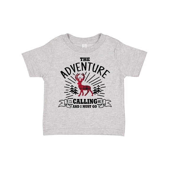 Inktastic The Adventure is Calling and I must Go with Plaid Deer Boys or Girls Toddler T-Shirt