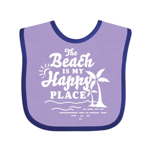 Inktastic The Beach is My Happy Place with Palm Trees Boys or Girls Baby Bib