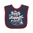 thumbnail image 1 of Inktastic The Beach is My Happy Place with Palm Trees Boys or Girls Baby Bib, 1 of 4