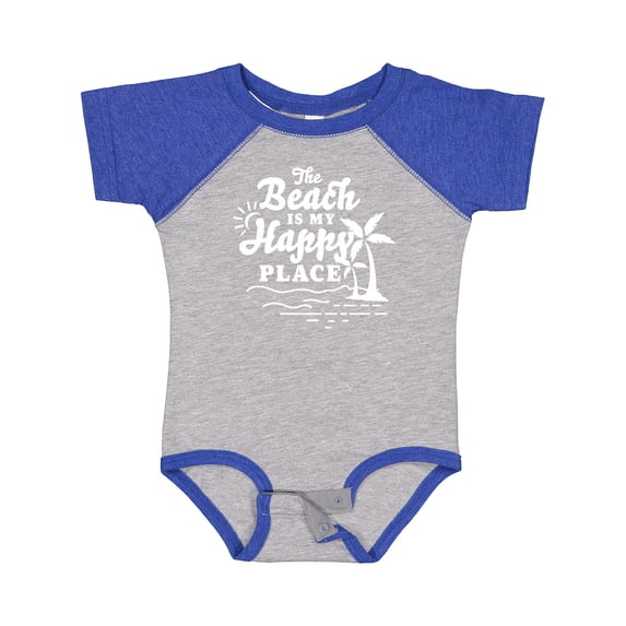 Inktastic The Beach is My Happy Place with Palm Trees Boys or Girls Baby Bodysuit