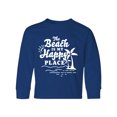thumbnail image 1 of Inktastic The Beach is My Happy Place with Palm Trees Long Sleeve Youth T-Shirt, 1 of 5