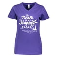 thumbnail image 1 of Inktastic The Beach is My Happy Place with Palm Trees Women's V-Neck T-Shirt, 1 of 5