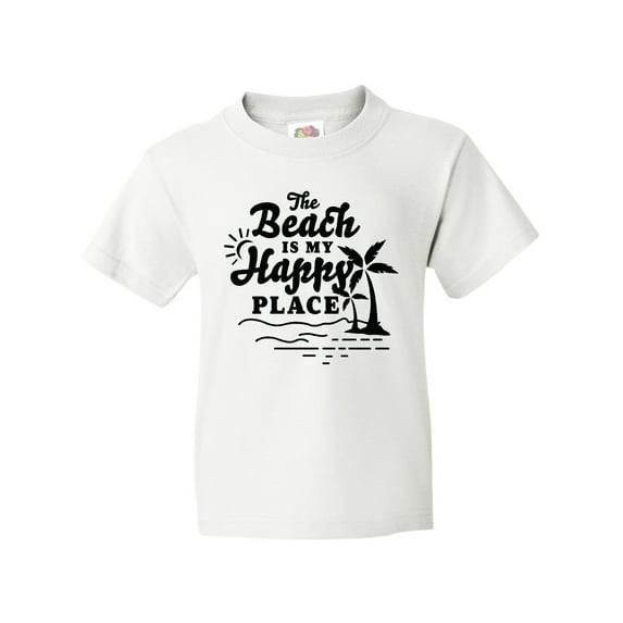 Inktastic The Beach is My Happy Place with Palm Trees Youth T-Shirt