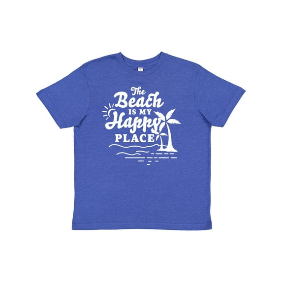 Inktastic The Beach is My Happy Place with Palm Trees Youth T-Shirt