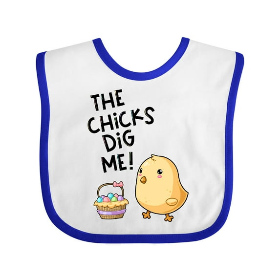 Inktastic The Chicks Dig Me Easter Baby Chick with Basket and Eggs Boys or Girls Baby Bib