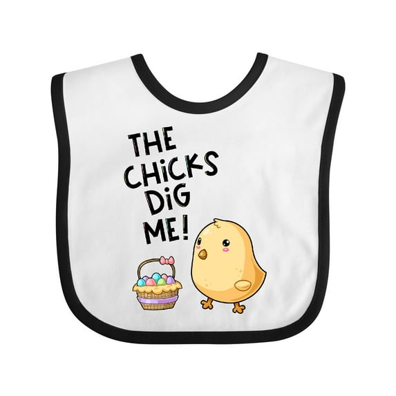 Inktastic The Chicks Dig Me Easter Baby Chick with Basket and Eggs Boys or Girls Baby Bib