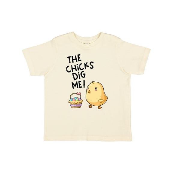 Inktastic The Chicks Dig Me Easter Baby Chick with Basket and Eggs Boys or Girls Toddler T-Shirt
