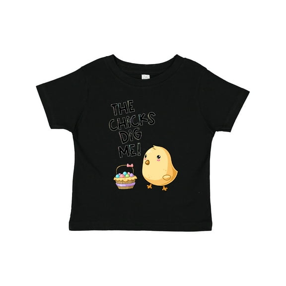 Inktastic The Chicks Dig Me Easter Baby Chick with Basket and Eggs Boys or Girls Toddler T-Shirt