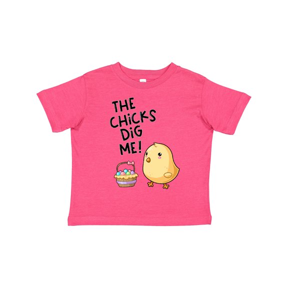Inktastic The Chicks Dig Me Easter Baby Chick with Basket and Eggs Boys or Girls Toddler T-Shirt