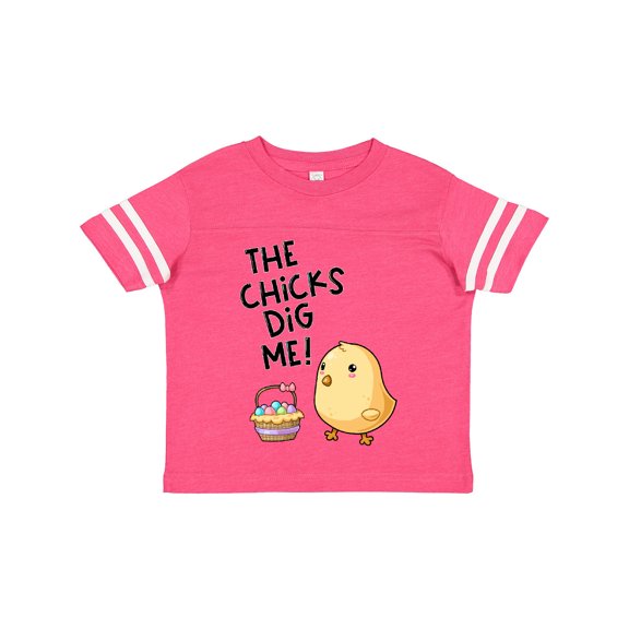 Inktastic The Chicks Dig Me Easter Baby Chick with Basket and Eggs Boys or Girls Toddler T-Shirt