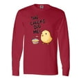 thumbnail image 1 of Inktastic The Chicks Dig Me Easter Baby Chick with Basket and Eggs Long Sleeve T-Shirt, 1 of 5