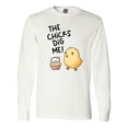 thumbnail image 1 of Inktastic The Chicks Dig Me Easter Baby Chick with Basket and Eggs Long Sleeve T-Shirt, 1 of 5
