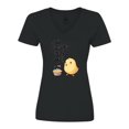 thumbnail image 1 of Inktastic The Chicks Dig Me Easter Baby Chick with Basket and Eggs Women's V-Neck T-Shirt, 1 of 5