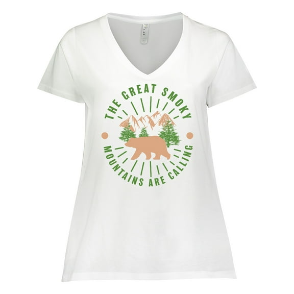 Inktastic The Great Smoky Mountains Are Calling Women's Plus Size V-Neck T-Shirt