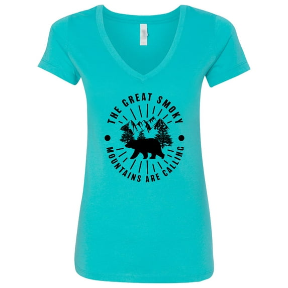 Inktastic The Great Smoky Mountains Are Calling Women's V-Neck T-Shirt