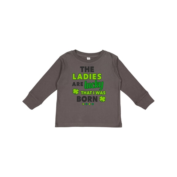 Inktastic The Ladies Are Lucky That I Was Born St Patricks Day Baby Boy Boys Long Sleeve Toddler T-Shirt