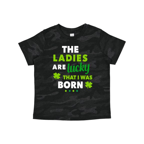 Inktastic The Ladies Are Lucky That I Was Born St Patricks Day Baby Boy Boys Toddler T-Shirt
