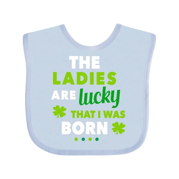 Inktastic The Ladies are Lucky That I was Born St Patricks Day Baby Boy Boys Baby Bib