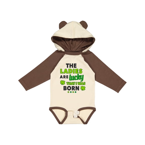 Inktastic The Ladies are Lucky That I was Born St Patricks Day Baby Boy Boys Long Sleeve Baby Bodysuit