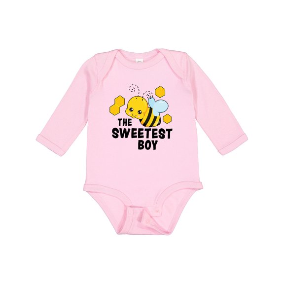 Inktastic The Sweetest Boy with Bee and Honey Combs Boys or Girls Long Sleeve Baby Bodysuit