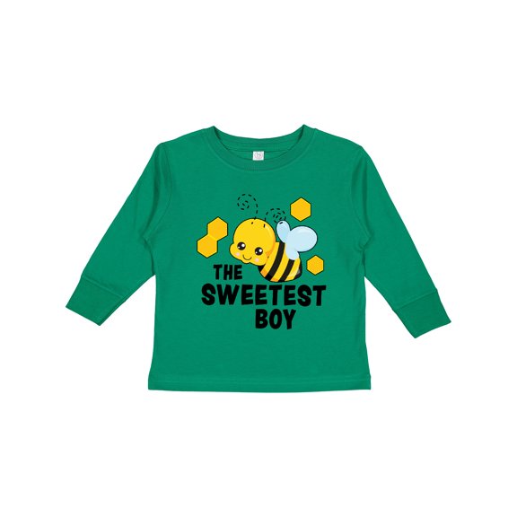 Inktastic The Sweetest Boy with Bee and Honey Combs Boys or Girls Long Sleeve Toddler T-Shirt