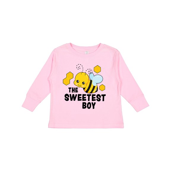 Inktastic The Sweetest Boy with Bee and Honey Combs Boys or Girls Long Sleeve Toddler T-Shirt