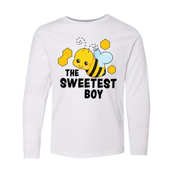 Inktastic The Sweetest Boy with Bee and Honey Combs Long Sleeve Youth T-Shirt