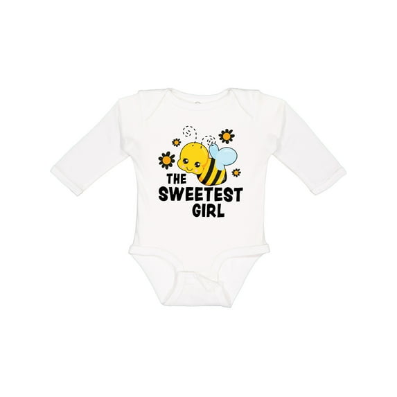 Inktastic The Sweetest Girl with Bee and Honey Combs Boys or Girls Long Sleeve Baby Bodysuit