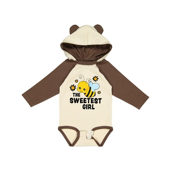 Inktastic The Sweetest Girl with Bee and Honey Combs Boys or Girls Long Sleeve Baby Bodysuit
