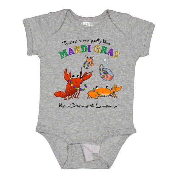 Inktastic There's No Party Like Mardi Gras With Partying Seafood Boys or Girls Baby Bodysuit