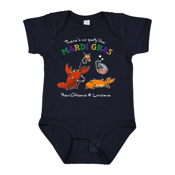 Inktastic There's No Party Like Mardi Gras With Partying Seafood Boys or Girls Baby Bodysuit