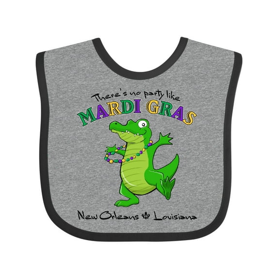 Inktastic There's No Party Like Mardi Gras-alligator Boys or Girls Baby Bib