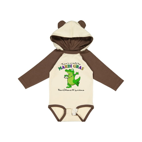 Inktastic There's No Party Like Mardi Gras-alligator Boys or Girls Long Sleeve Baby Bodysuit