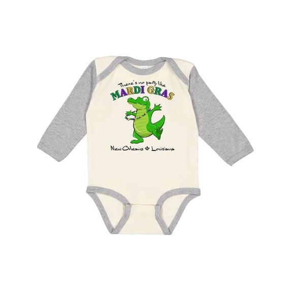 Inktastic There's No Party Like Mardi Gras-alligator Boys or Girls Long Sleeve Baby Bodysuit