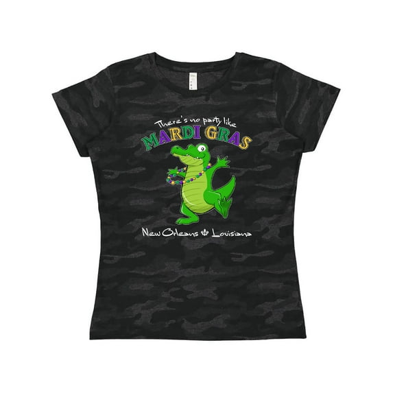 Inktastic There's No Party Like Mardi Gras-alligator Women's T-Shirt