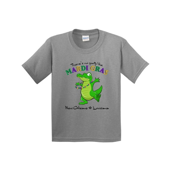 Inktastic There's No Party Like Mardi Gras-alligator Youth T-Shirt