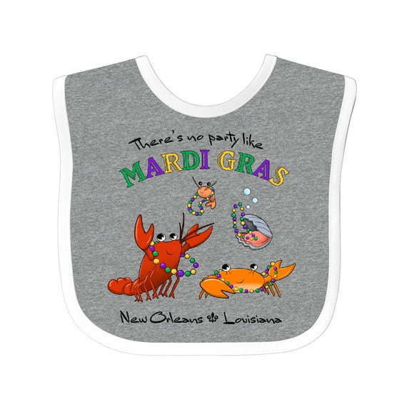 Inktastic There's No Party Like Mardi Gras with Partying Seafood Boys or Girls Baby Bib