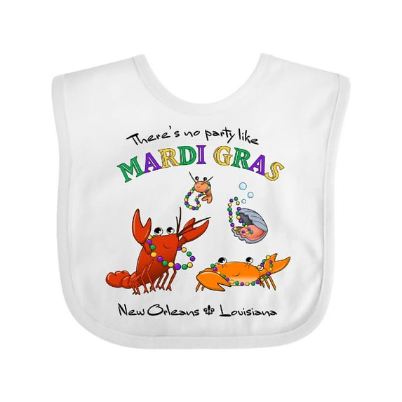 Inktastic There's No Party Like Mardi Gras with Partying Seafood Boys or Girls Baby Bib