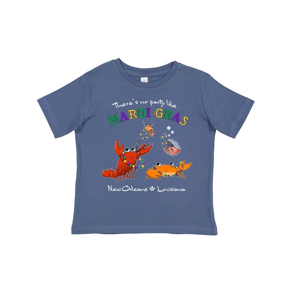 Inktastic There's No Party Like Mardi Gras with Partying Seafood Boys or Girls Toddler T-Shirt